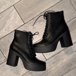 Black chunky Platform Ankle Boots